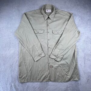 Dickies Work Shirt Mens 2XL Long Sleeve Khaki Tan Twill Button Down